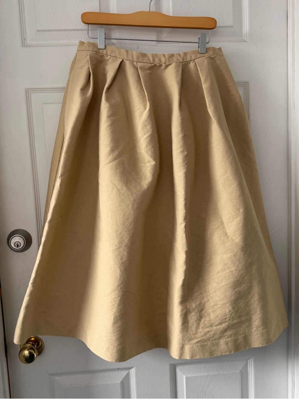 Classic A-Line Tan Midi Skirt
